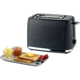 BossaNova - 2-Slice Ribbed Toaster - Black