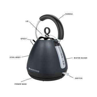 BossaNova - 1.7L - 2200W 360° Metal Dome Kettle - Graphite