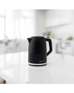 BossaNova - 1.7L - 2200W Cordless Ribbed Electric Kettle - Black