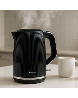BossaNova - 1.7L - 2200W Cordless Ribbed Electric Kettle - Black