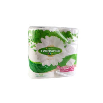 TWINSAVER 2-PLY LUXURY WHITE TOILET TISSUE - 4 PACK