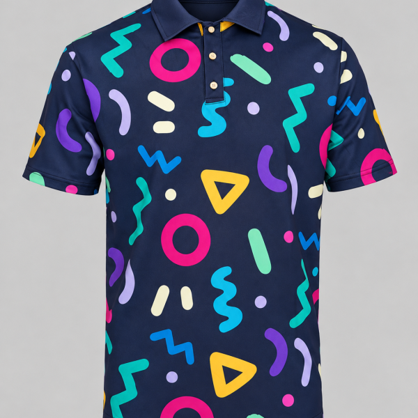 Golf Shirt - Black Squiggles