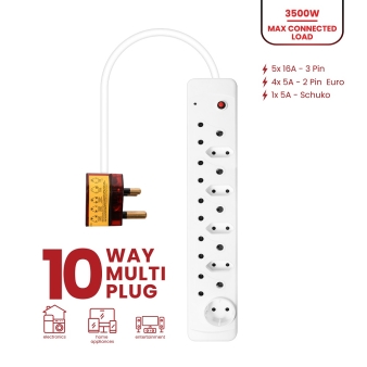 ULTRA-POWER - 16A High Surge 10-Way Multiplug