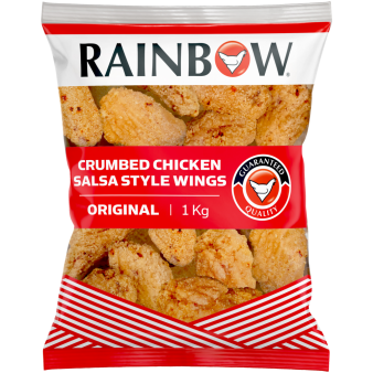 RAINBOW FROZEN CRUMBED SALSA STYLE CHICKEN WINGS 1KG